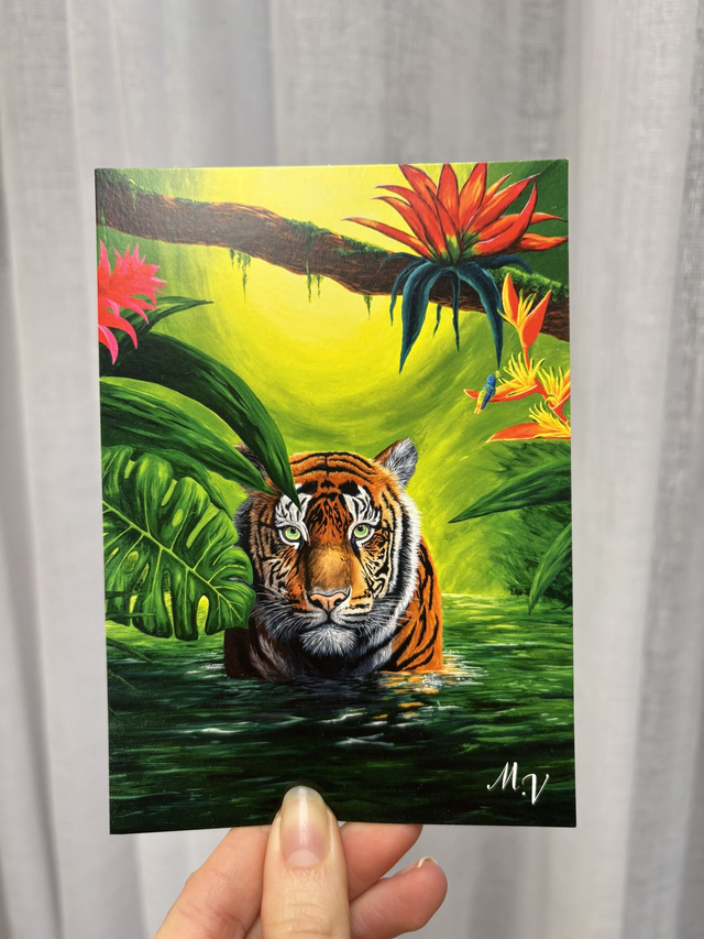 " Miroir de l'âme ", Tigre - carte postale - 10 x 15 cm 