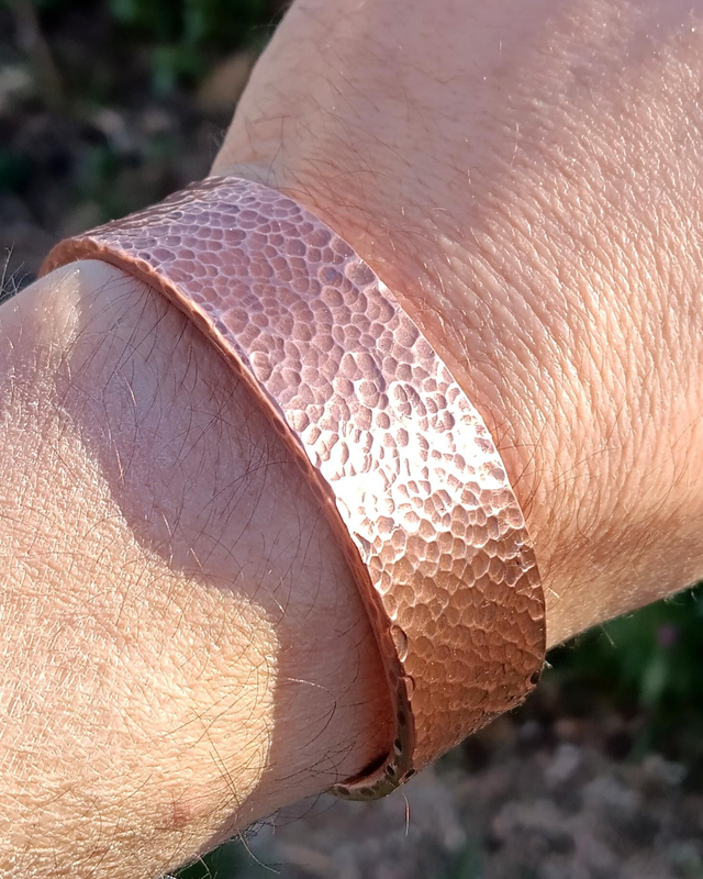 Bracelet cuivre pur forgé martelé à la main