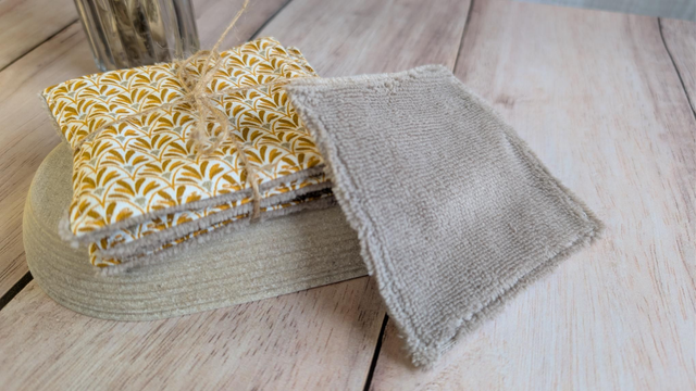 Lingettes démaquillantes lavables - Collection "Soleil d'automne" + taupe, le lot de 5