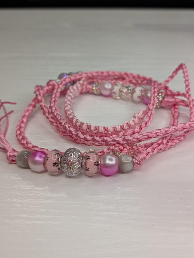 Käsin punottu näyttelytalutin, vaaleanpunainen 