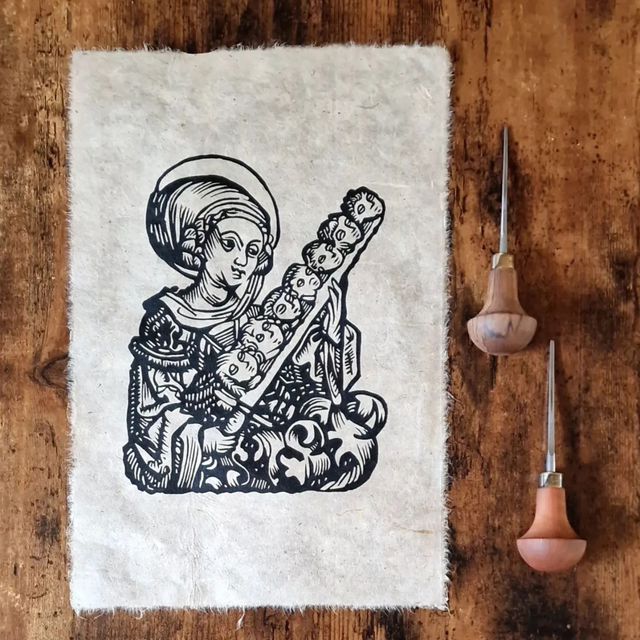 Linogravure - Sainte Félicité et ses Sept Enfants