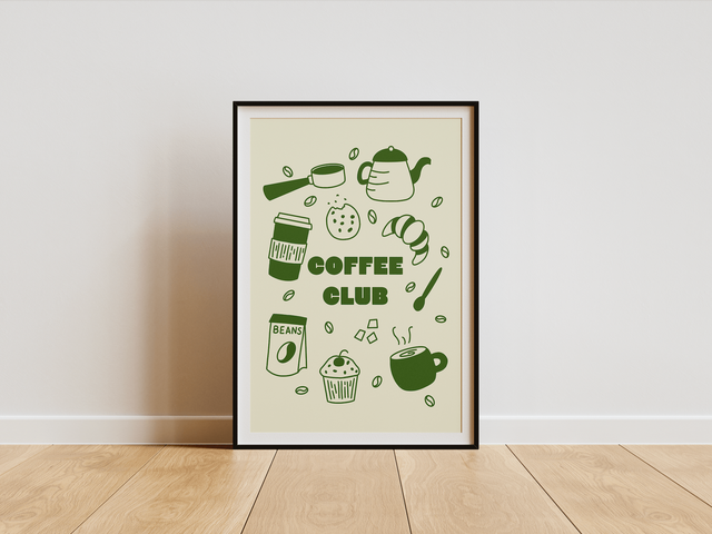 Coffee Club Print - Green