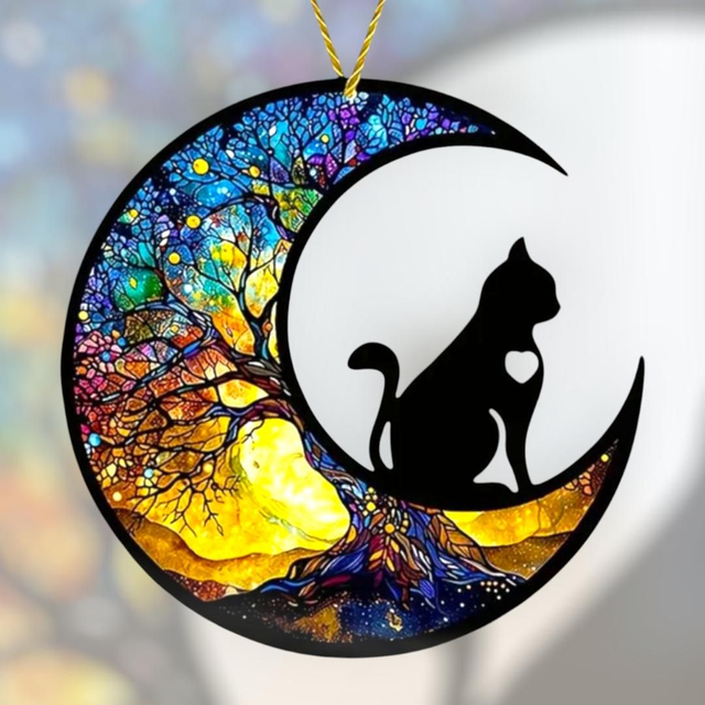 Capteur de soleil &quot;Chat sur la lune&quot;