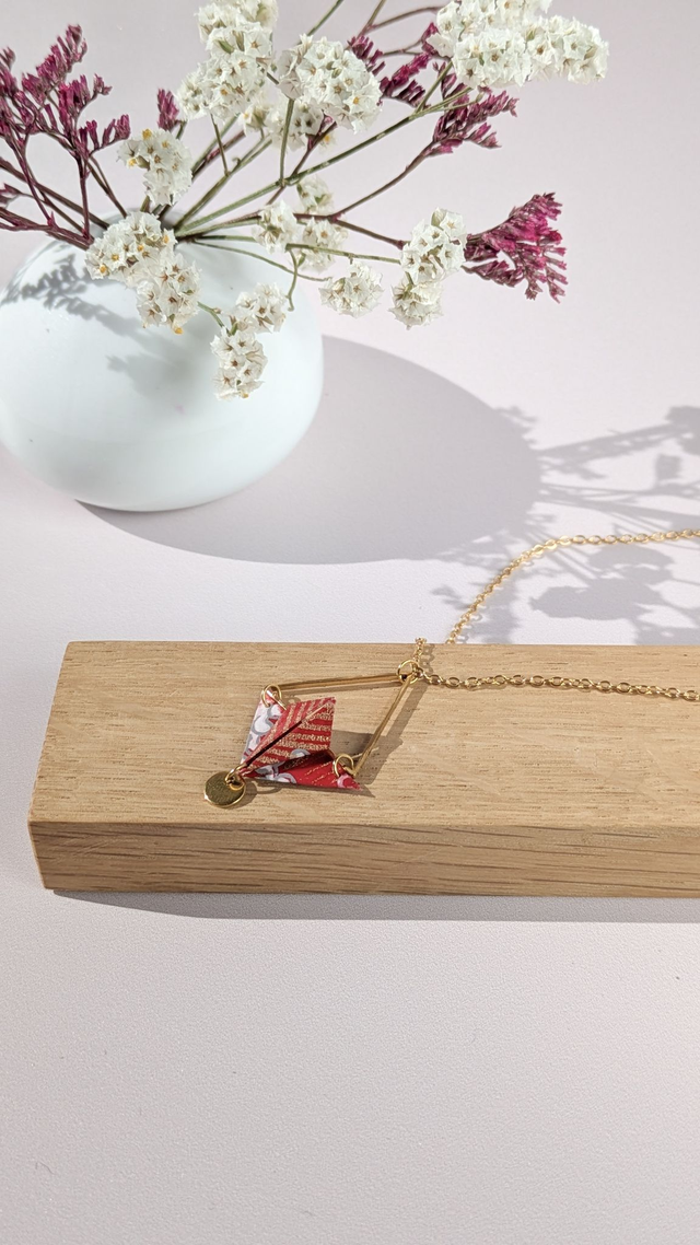 Collier acier inoxydable Balancelle Rouge vagues 2