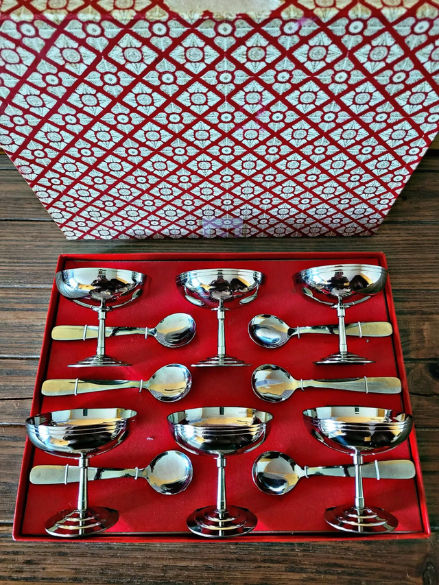 Coupes à glaces rondes Letang Rémy vintage inox 18/10 (lot 6)