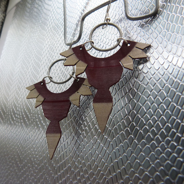 Boucle d'oreille vinyle "Phénix Rouge"