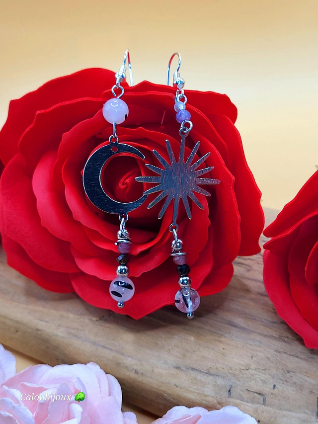 Boucles d'oreilles moon and sun