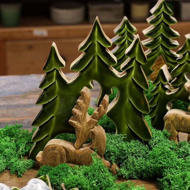 Perdido en el bosque - Ciervo en el bosque 3D Decoração em madeira - 23x20cm