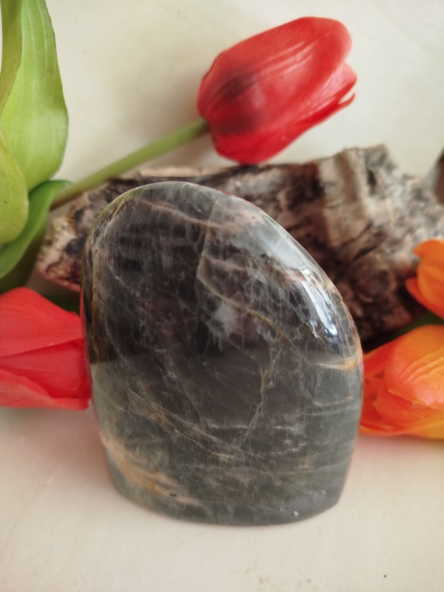 Pierre de lune noire  . Forme libre 