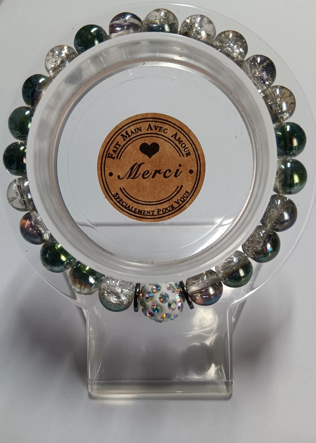 Bracelet en perles de verre, perles Strass &amp; Hématite