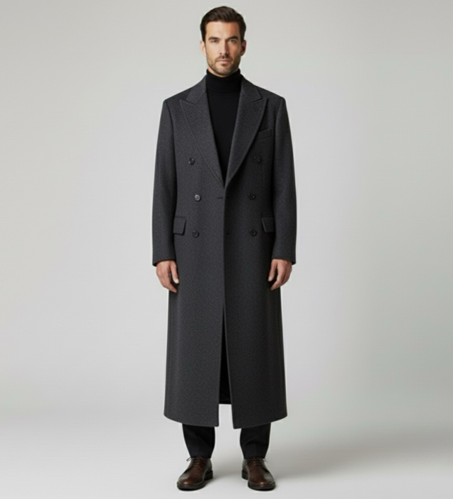Capotto doppio petto lungo grigio scuro 