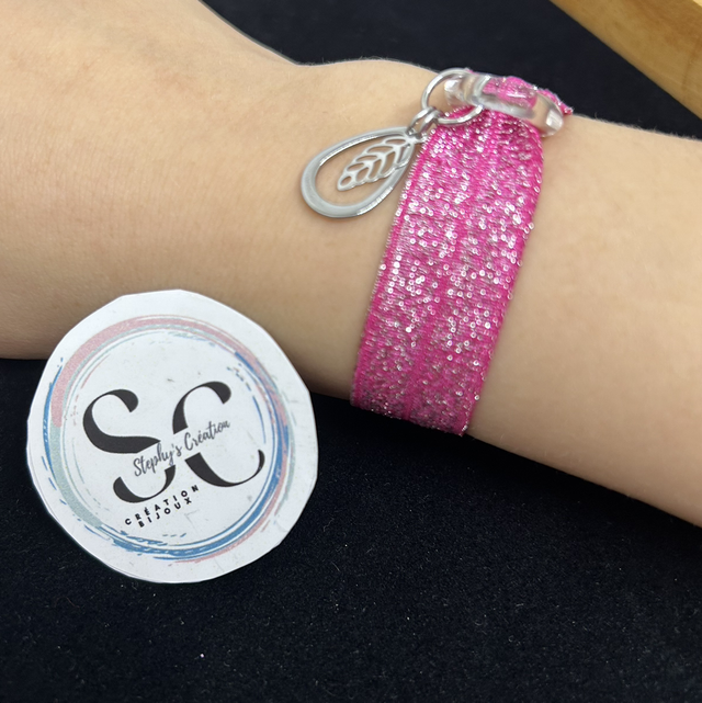 đ Bracelet ruban Ă©lastique - rose