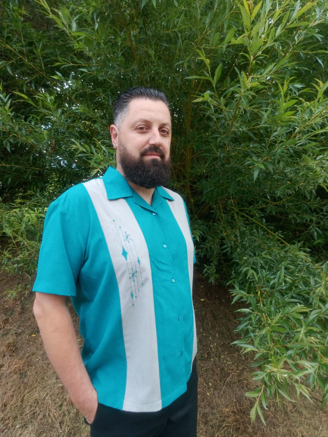 Chemise bowling turquoise 