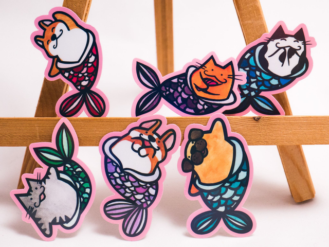 Naklejka SYRENKA magiczne wodne stworzenie, kicirenki i psirenki, wlepa