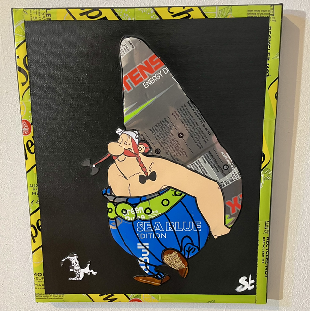 Tableau Obelix sur toile noire