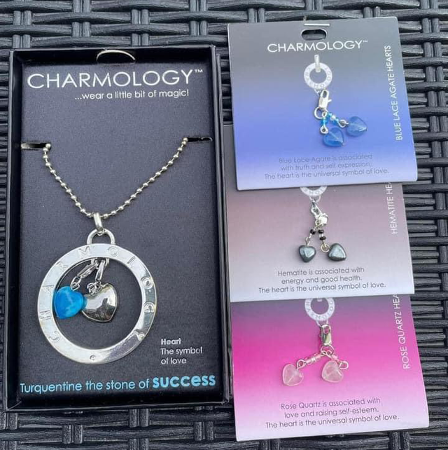 Turquentine Charmology necklace on long chain with charms 