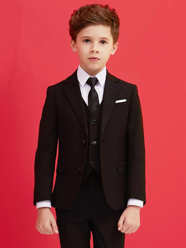 Boys Jacket+Vest+Pants+Tie-4pcs Set Formal Dress 