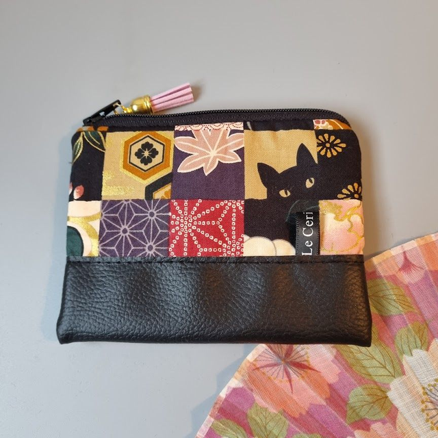 Porte-monnaie zippé &quot;Damier chat&quot;