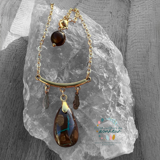 Collier ras du cou en Opale Boulder