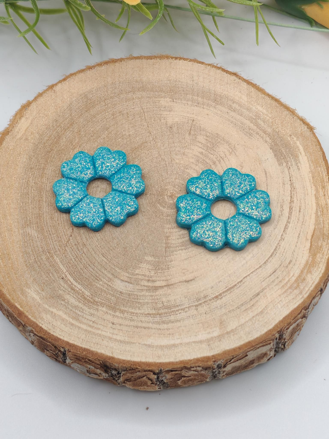 Fleurs Leady Paillettes Bleu