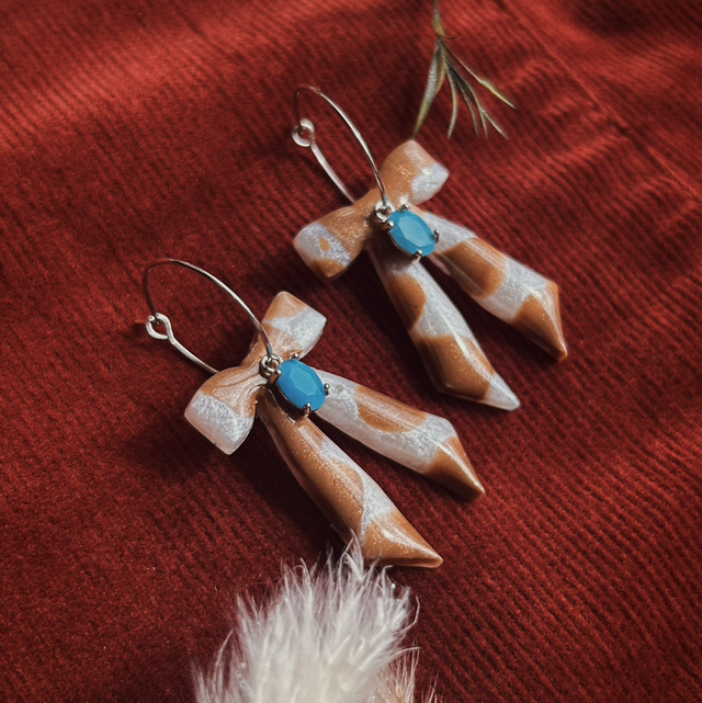 Cow Print Bow Earrings - Hoops 