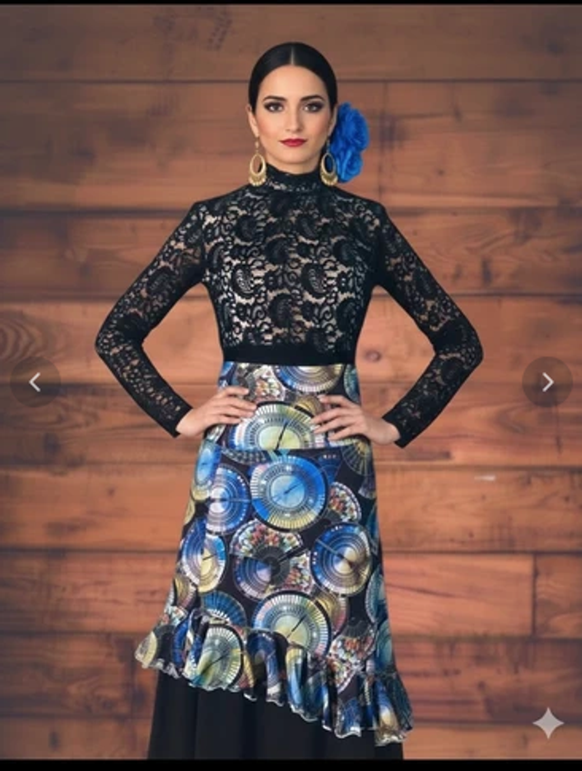 454 Taille M Surjupe diagonale Bohème Flamenco 