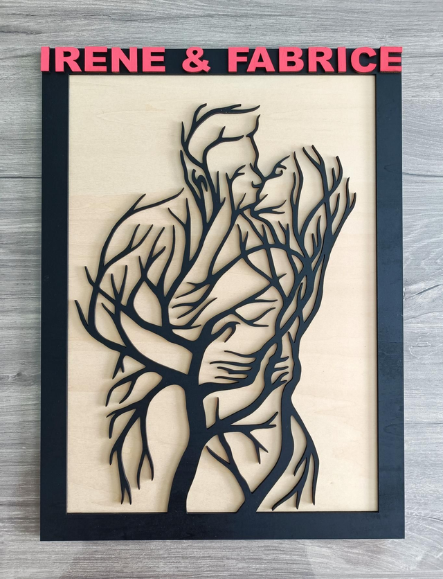 Cadre couple en bois avec fond