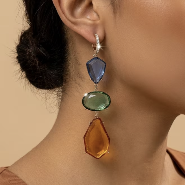Colour Block Glass Earrings