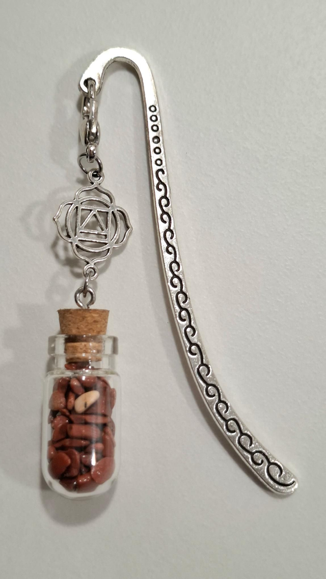 Silver metal bookmark with Mini crystal chips charm 