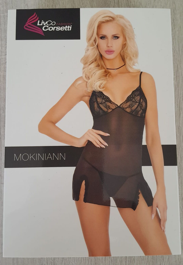 Babydoll - nuisette noire "Mokiniann" + string