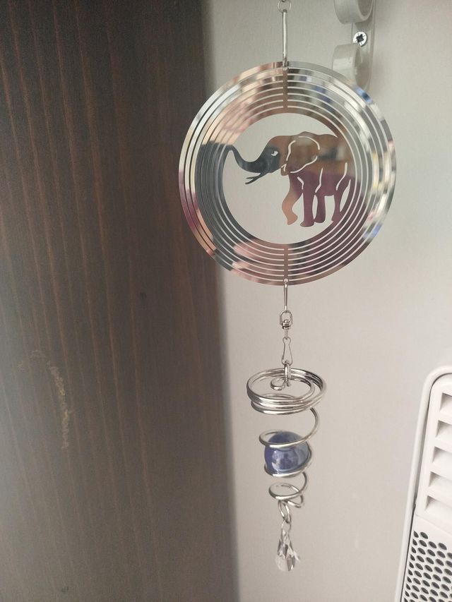 Mobile éolien Éléphant &amp; pierre bleue