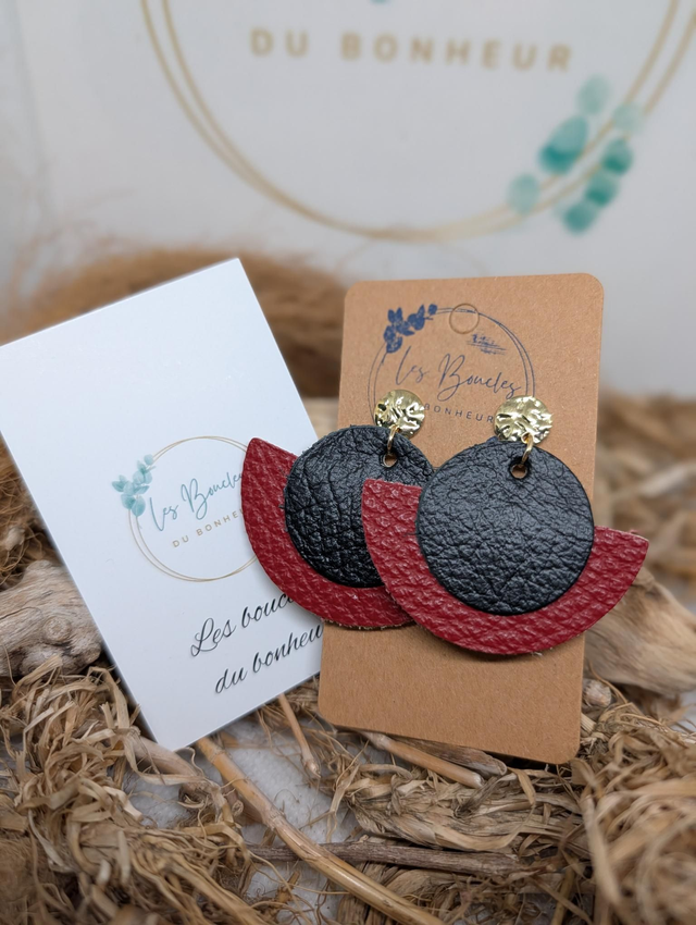 Boucles d'oreilles Dona noir rouge do058