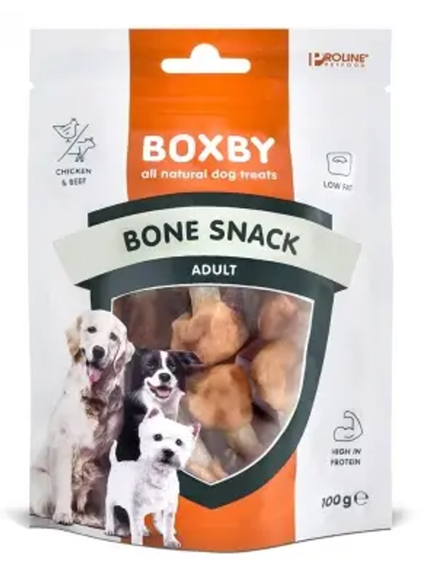 Boxby Bone Snack hanteliukai su vištiena/mineraline lazdele 100g N8