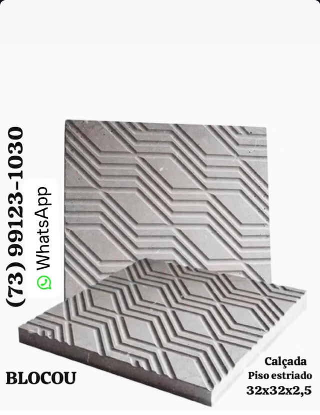 Piso cimentício estriado calçada 32x32x2,5 
