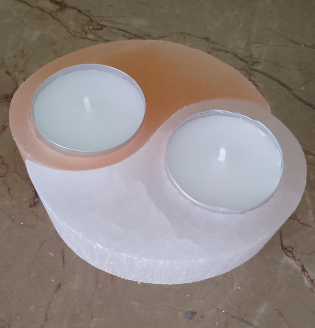 Bougeoir sélénite Ying et Yang