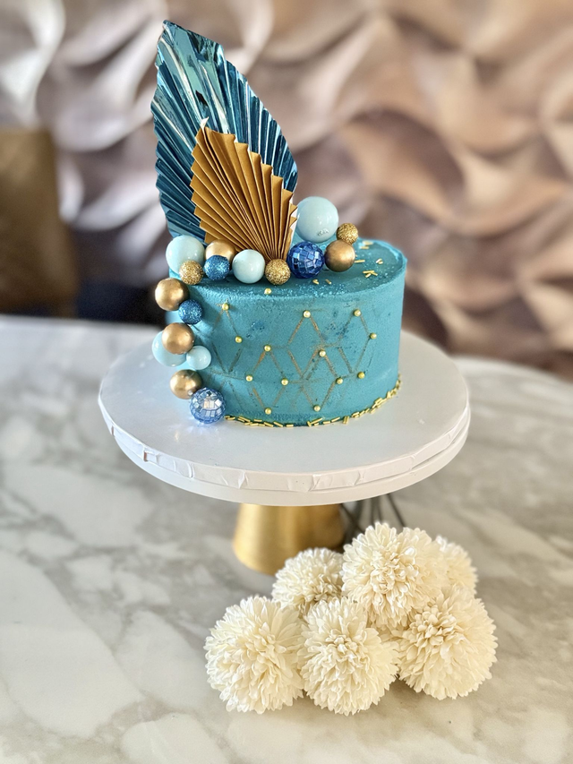 Blue & Gold Birthday Cake for Dad