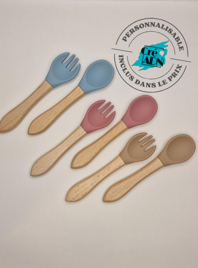 Couvert bébé bois et silicone