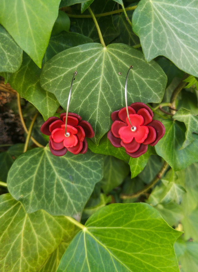 Collection Florale Pétale Pourpre - Boucles d'oreilles Flore (version argentée)