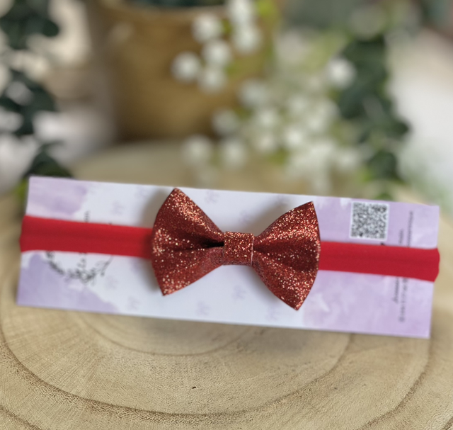 Bandeau bébé pailleté rouge 