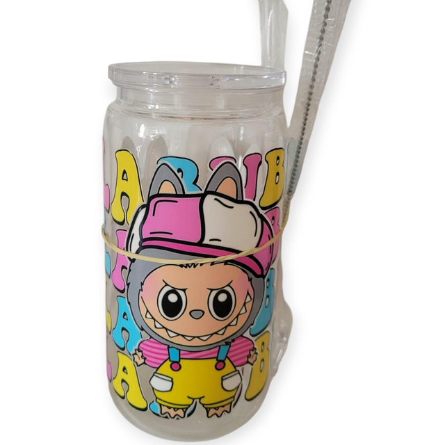 Gourde avec paille en plastique Labubu