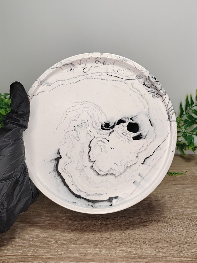 Plateau décoratif – effet marbré noir & blanc