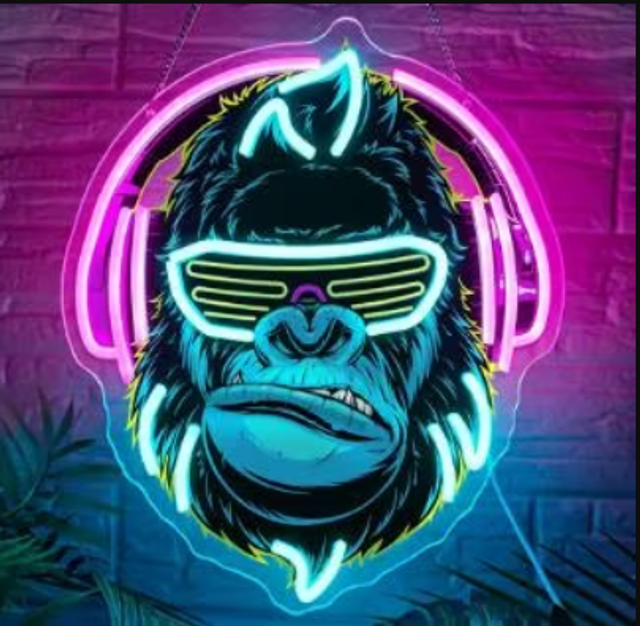 LED lamp neon stijl Monkey Gamer (32x35cm)