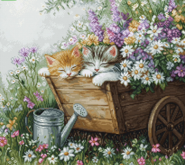 “SLEEPING KITTEN&quot; Counted Cross Stitch Kit