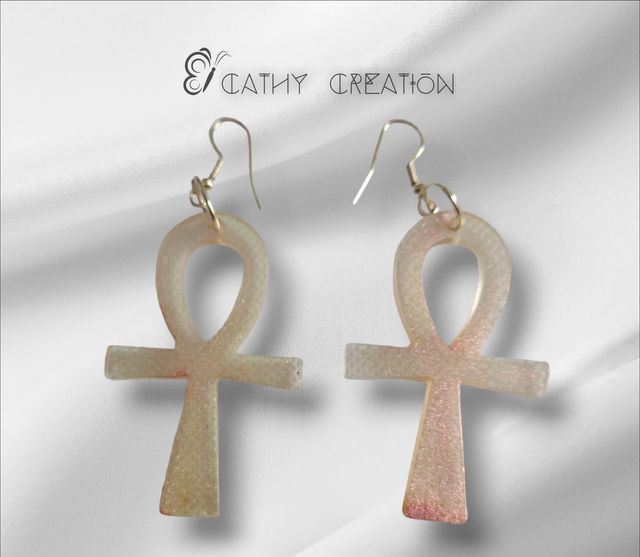 Boucles d'oreilles clé de vie rose caméléon 