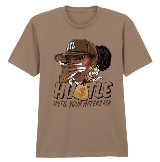 Hustle Until Your Haters Ask Brown Savana Soft Spun Patterned T-Shirt