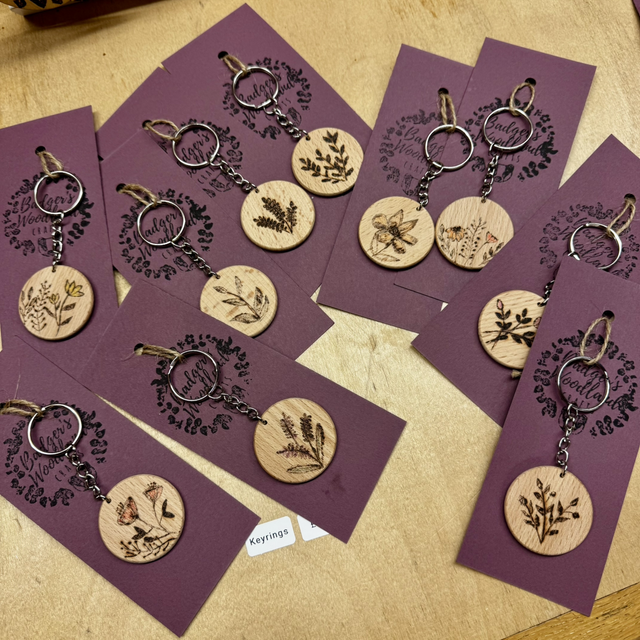 Nature Inspired Pyrography Keyring