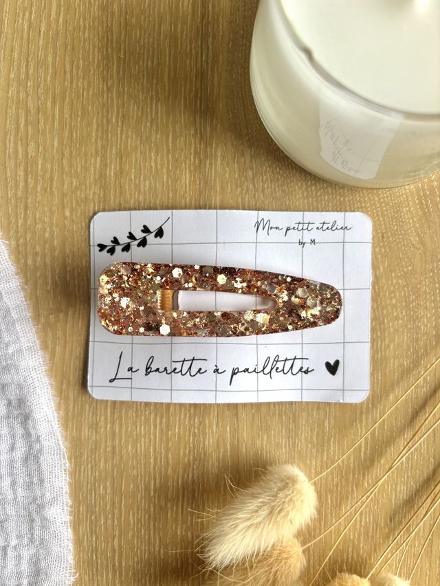 La barette à paillettes - Doré foncé