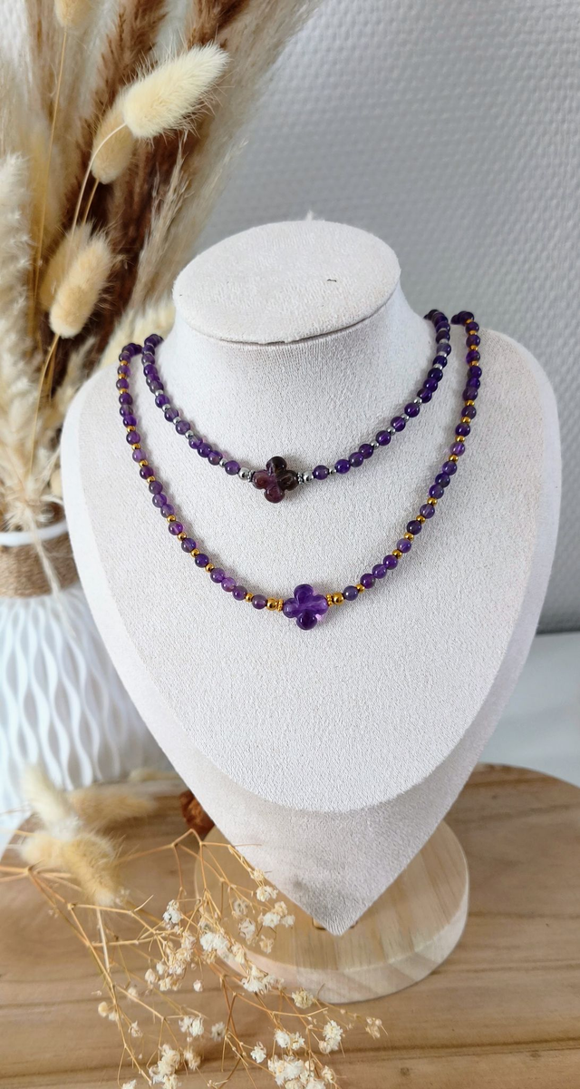 A Collier "Trèfle" Améthyste