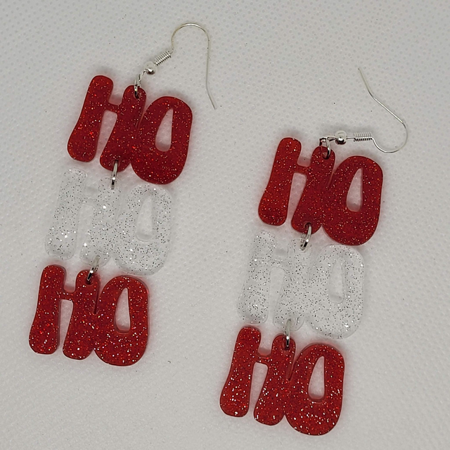 Kerstoorbellen - glitter - Ho Ho Ho