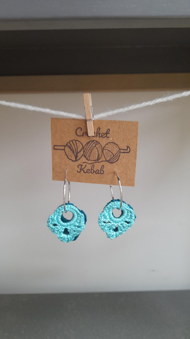 Faith on silver hoop- Pale Blue &amp; Teal